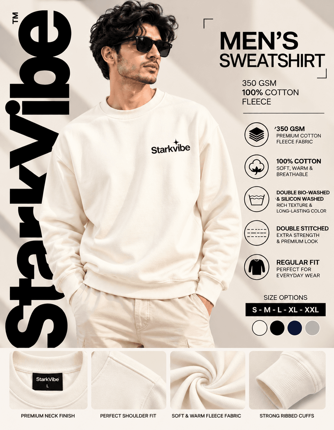 350 GSM Fleece Sweatshirt in Black
