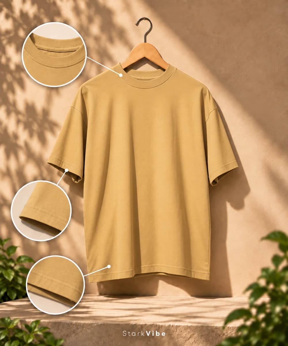 Oversized 220 GSM Tee, Beige