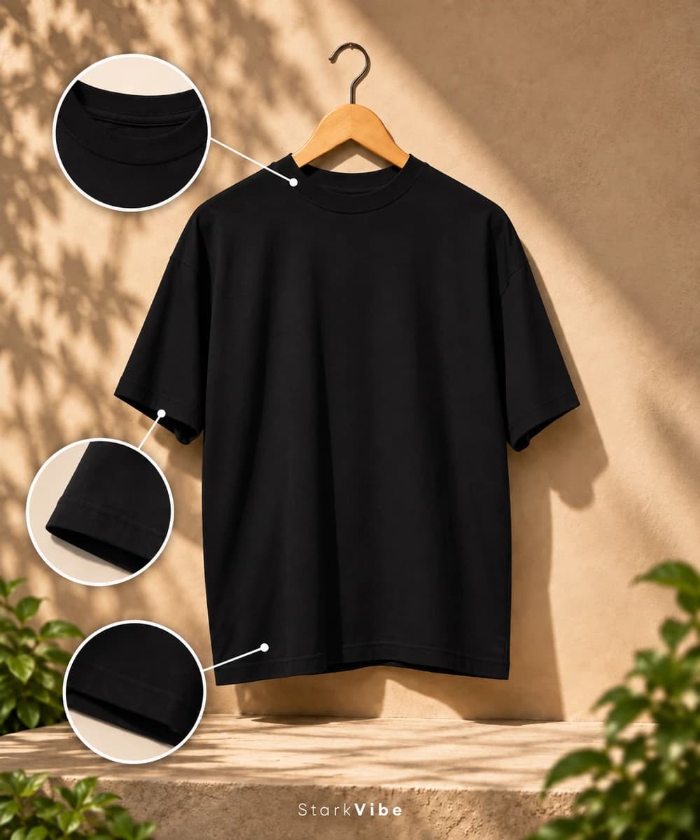 Oversized 220 GSM Tee in Black
