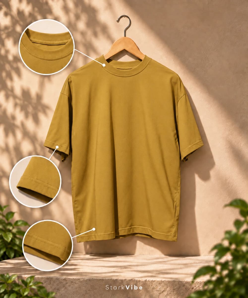 Oversized 240 GSM French Terry Tee, Beige