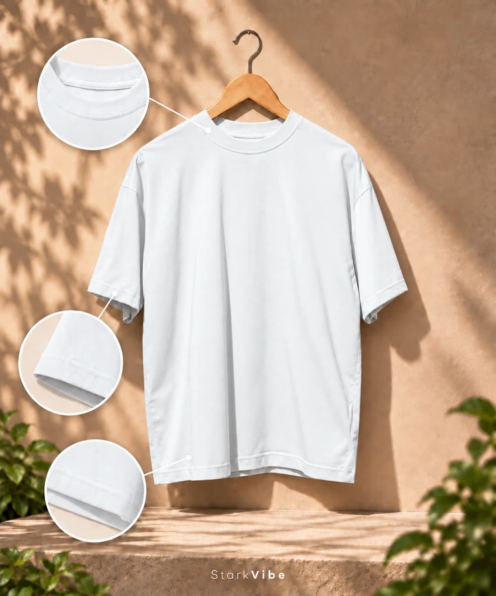 Oversized 240 GSM French Terry Tee, White